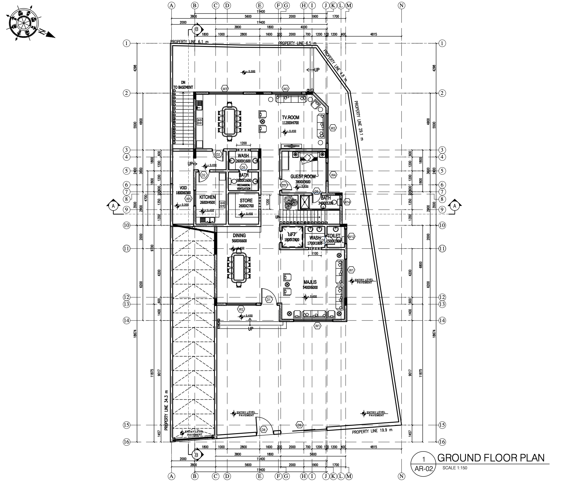 Ground Floor Plan — DMC Group luxury villa, Dilmunia, Bahrain