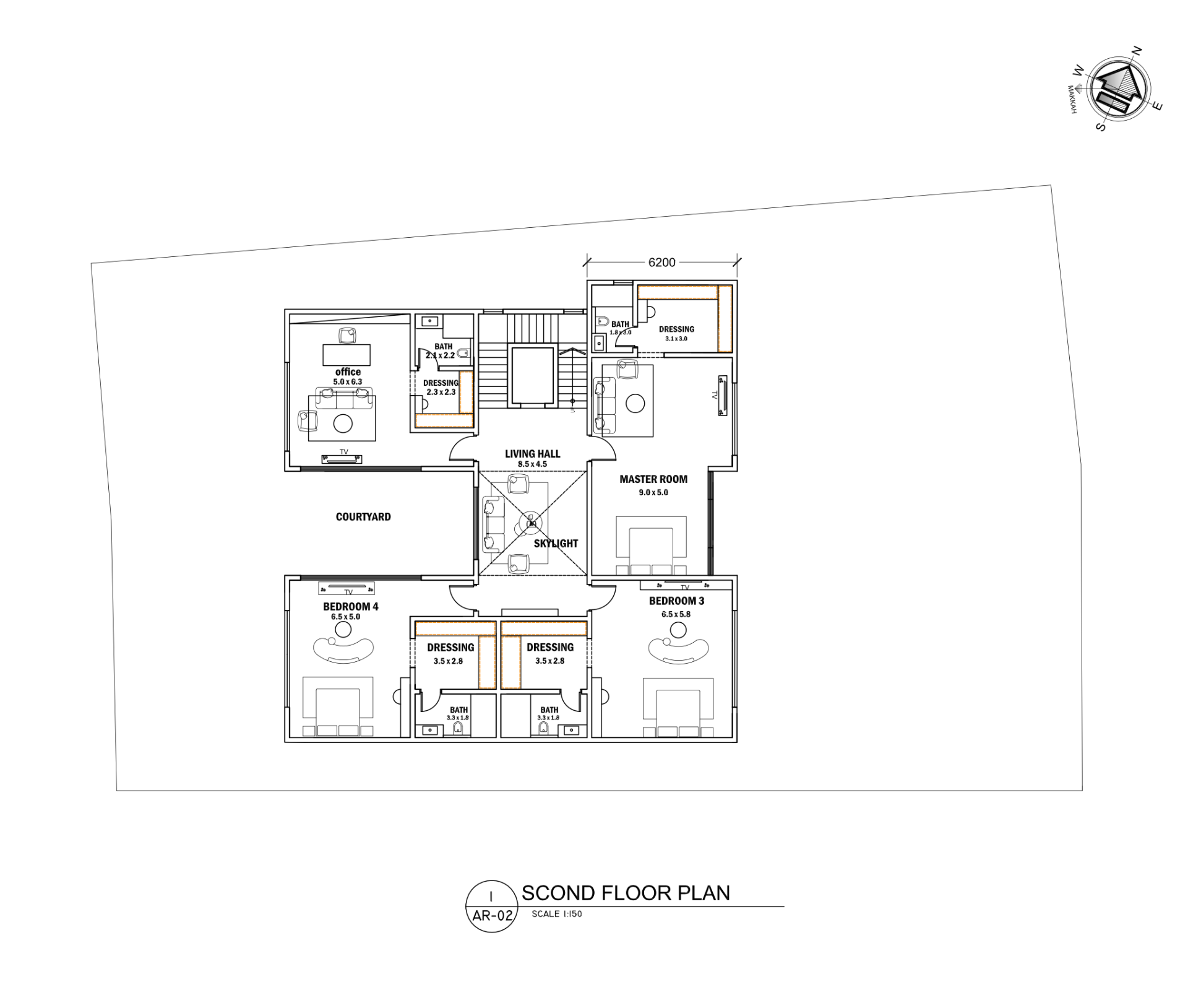 Second Floor Plan — DMC Group luxury villa, Diyar Al Muharraq, Bahrain