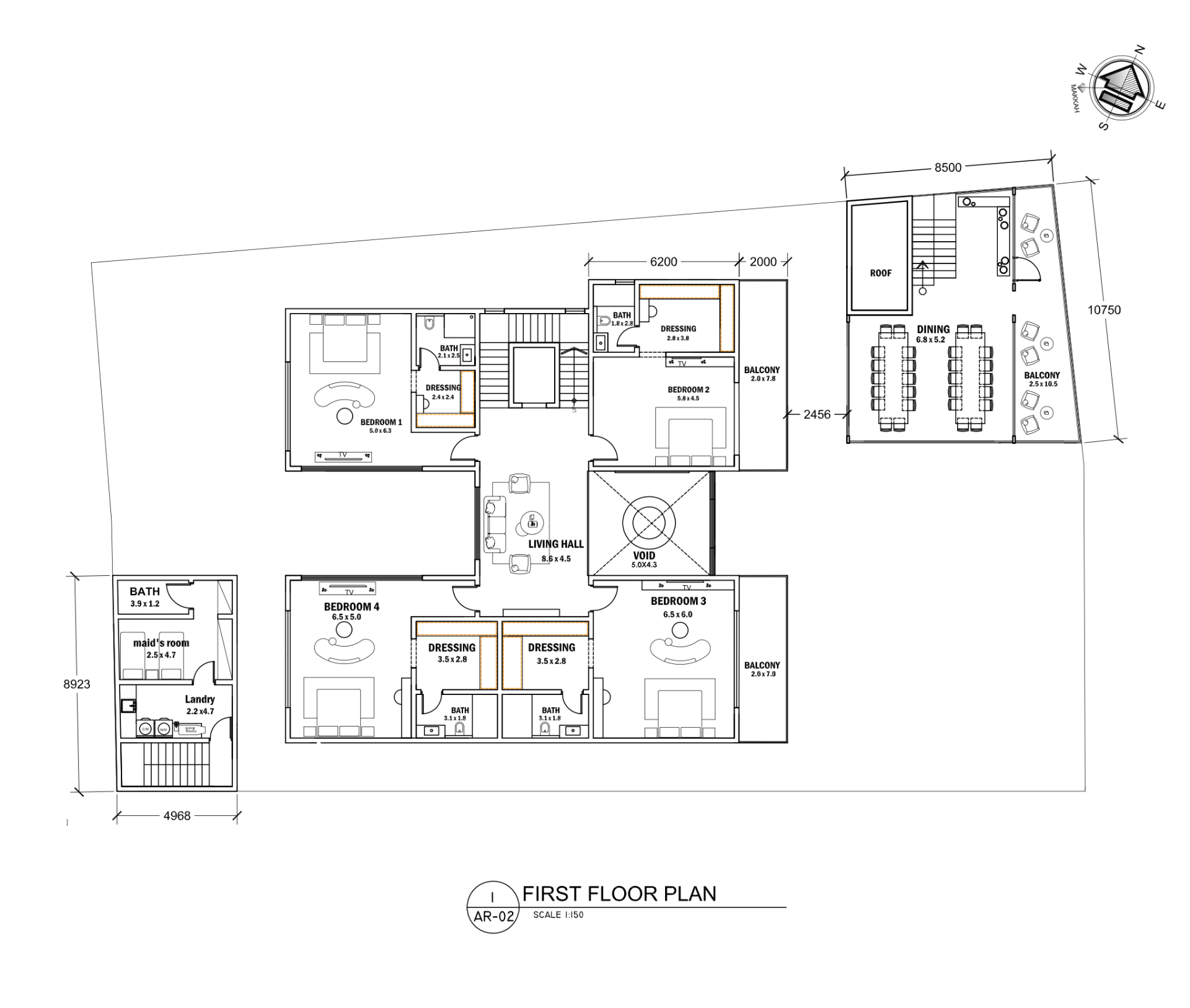 First Floor Plan — DMC Group luxury villa, Diyar Al Muharraq, Bahrain