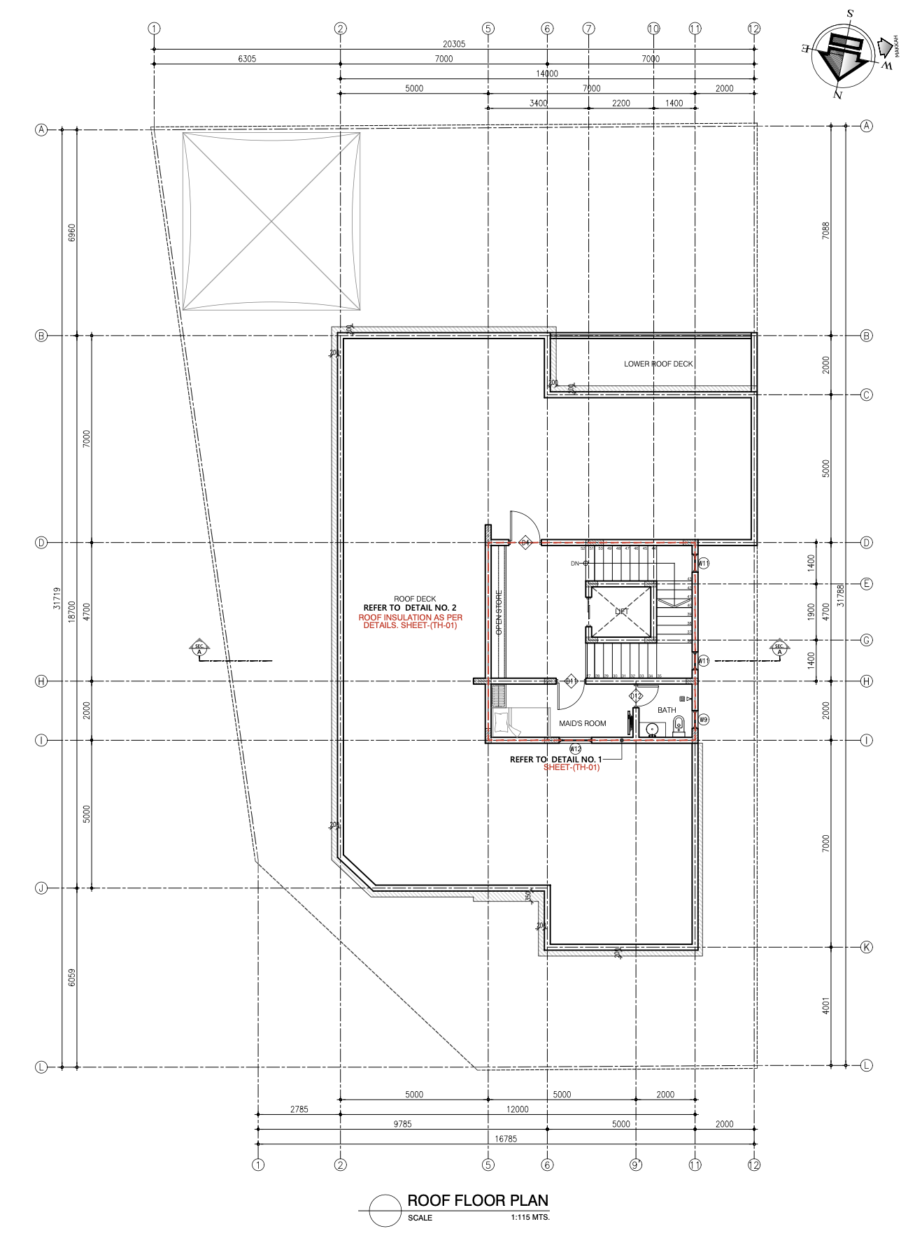 Roof Floor Plan — Villa B, DMC Group Malkiya Twin Villa