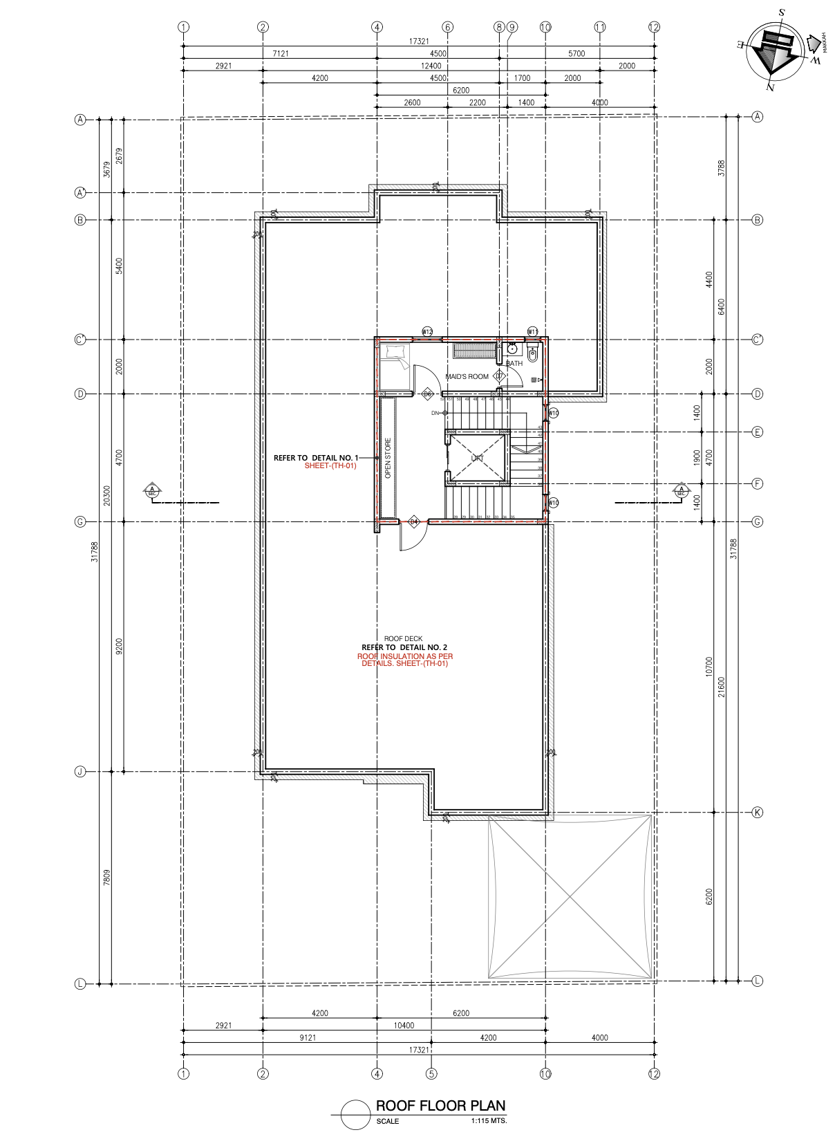 Roof Floor Plan — Villa A, DMC Group Malkiya Twin Villa