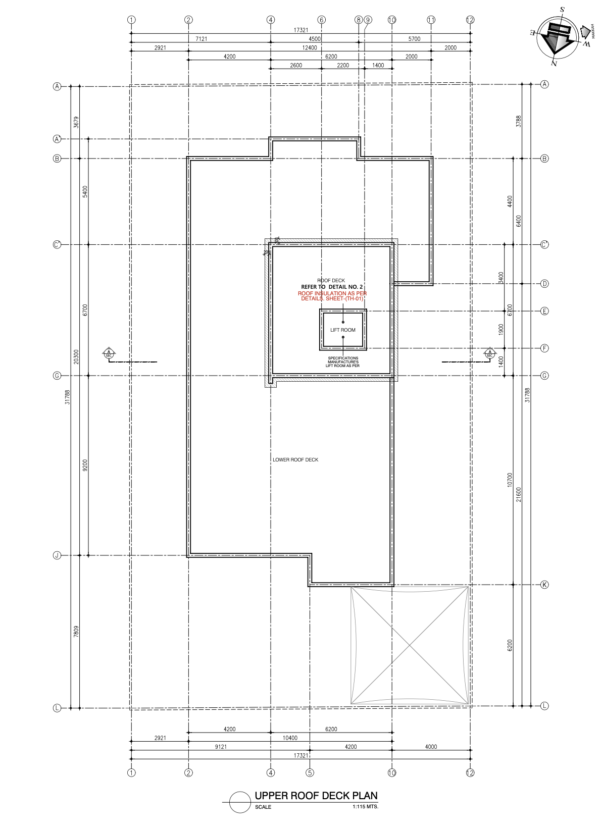 Upper Roof Deck Plan — Villa A, DMC Group Malkiya Twin Villa
