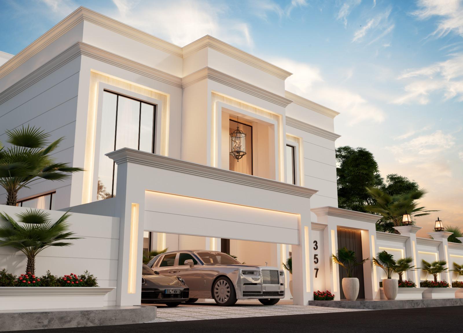 Madinet Khalifa Villa — side elevation render